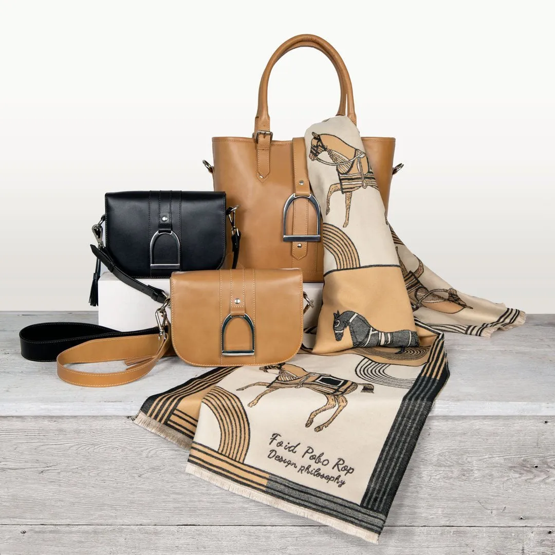 Signature Stirrup - English Stirrup Crossbody Bag in Italian Leather with Nickel Hardware Equestrian Handbag
