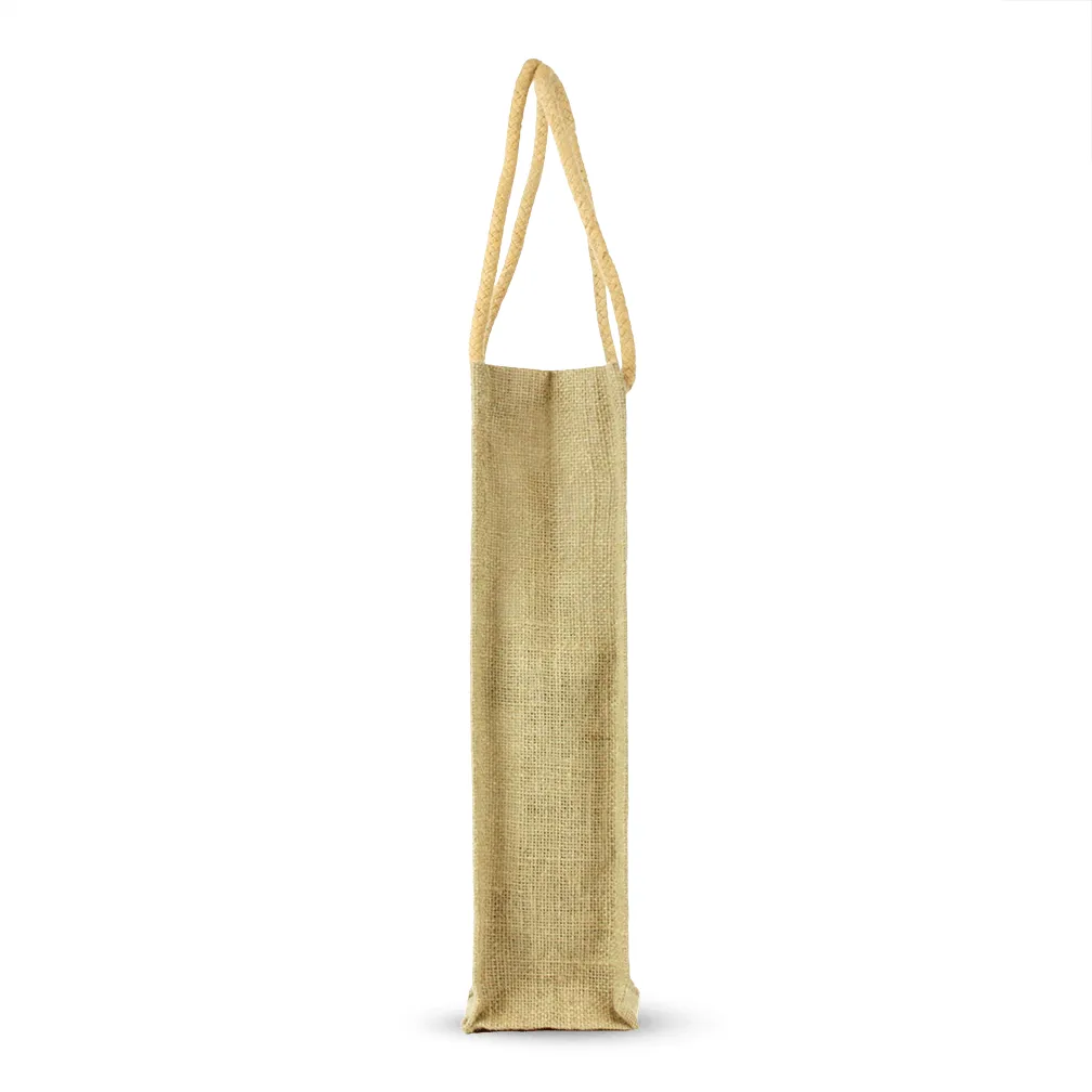Single Bottle Jute Bag w/Rope Handle
