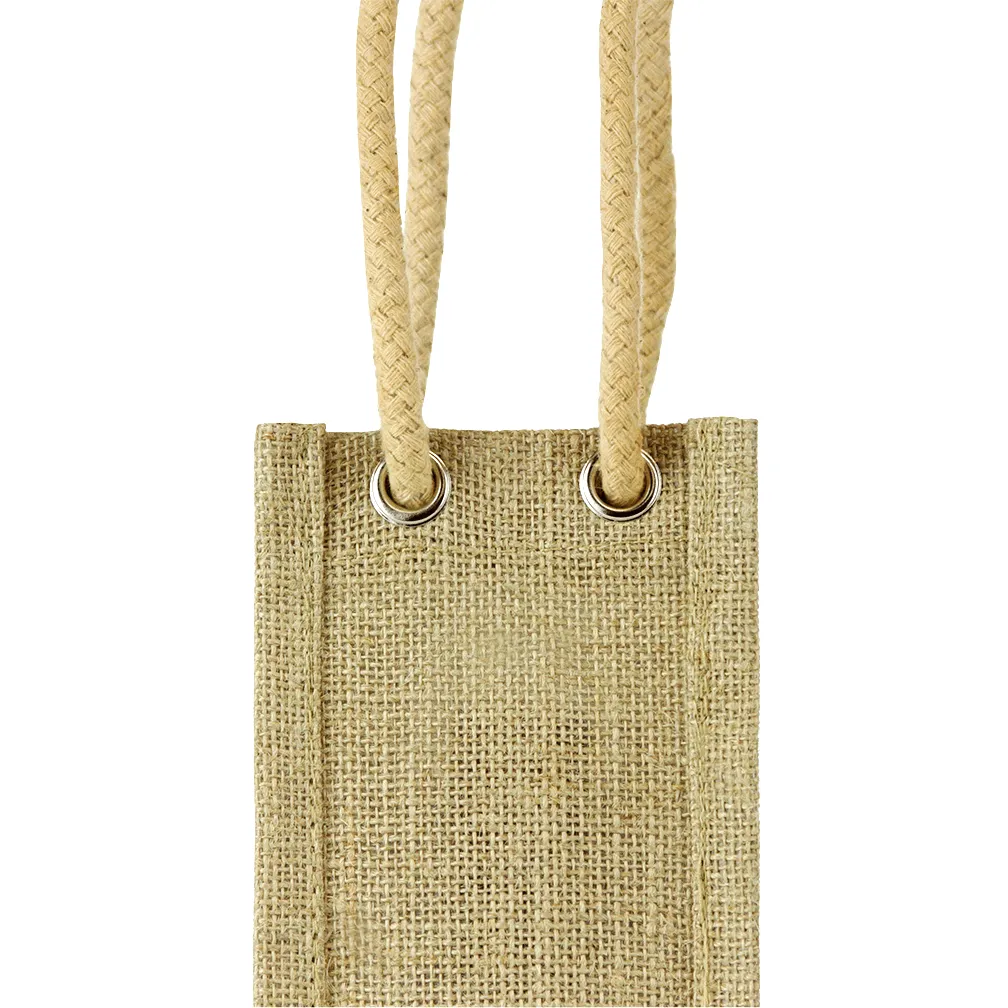 Single Bottle Jute Bag w/Rope Handle