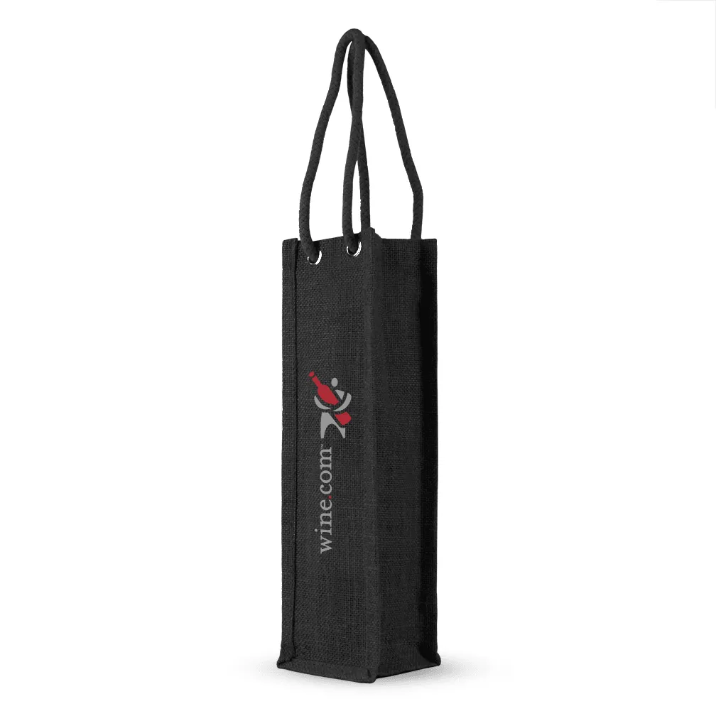 Single Bottle Jute Bag w/Rope Handle
