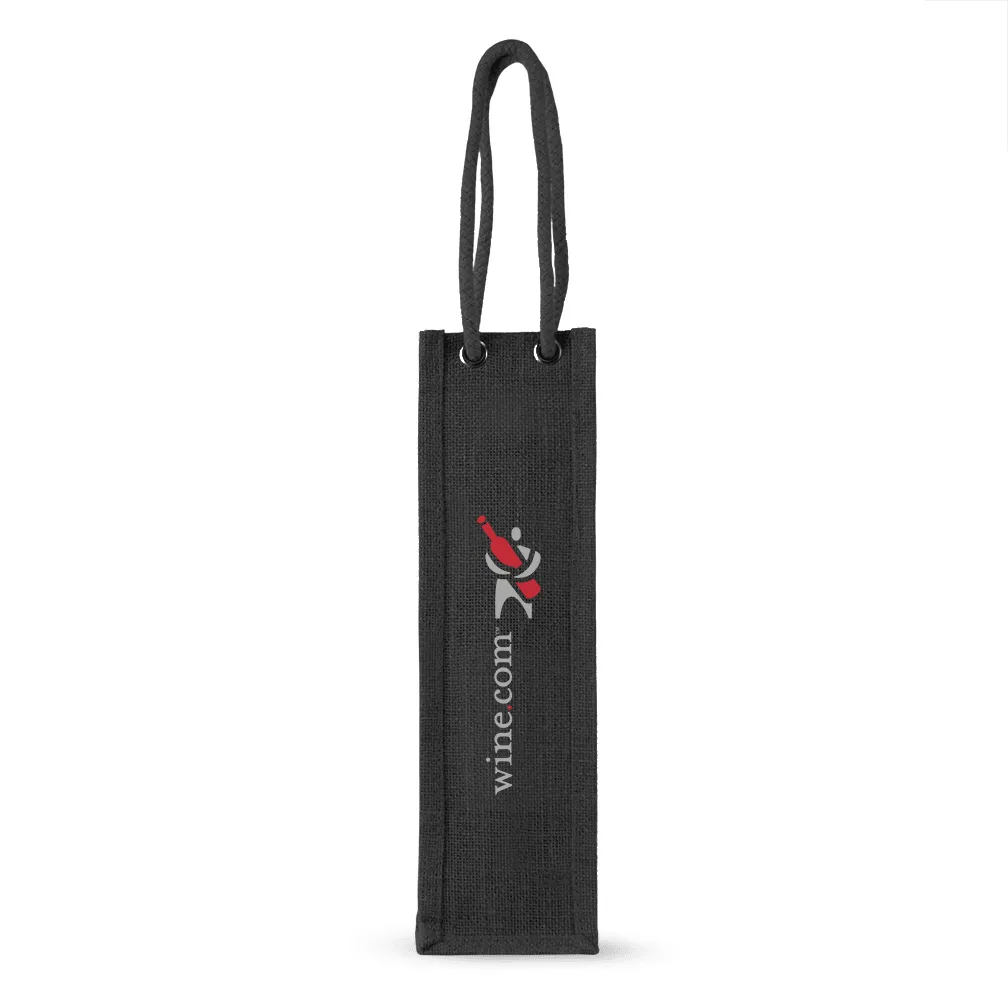 Single Bottle Jute Bag w/Rope Handle