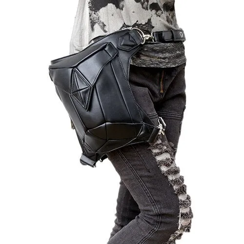 Skull Retro Rock Waist Bags Gothic Shoulder Messenger Bags Men Women Leather Waist Fanny Pack Holster Drop Leg Belt Bag