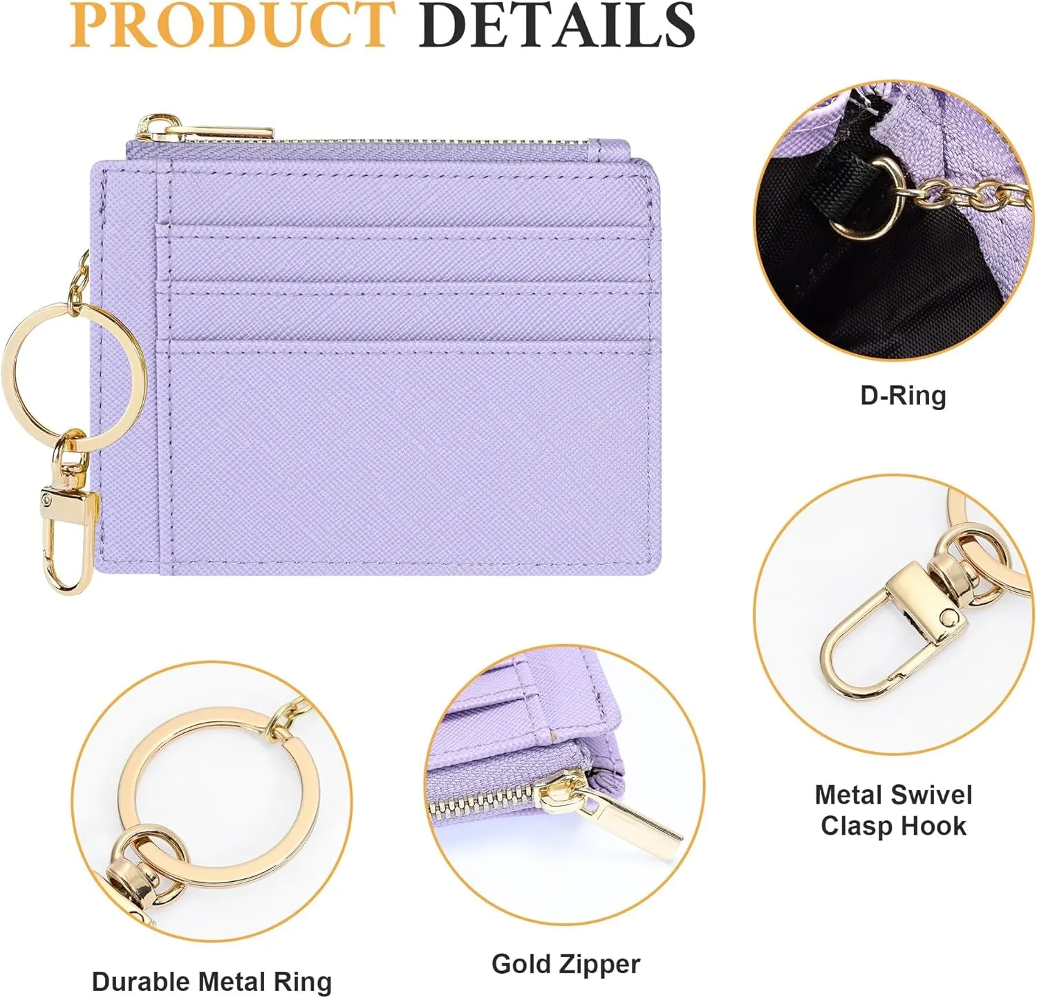 Slim Front Pocket Wallet for Women, Credit Card Holder With Keychain