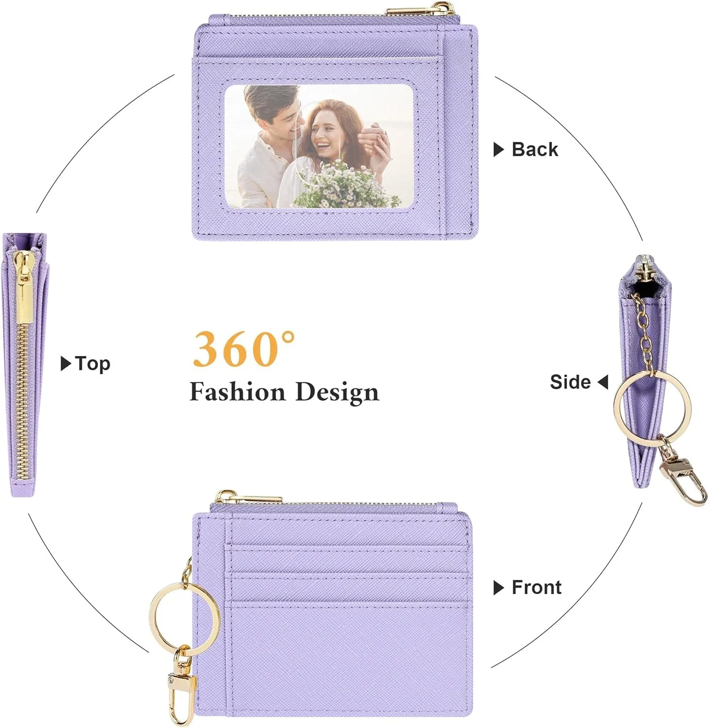 Slim Front Pocket Wallet for Women, Credit Card Holder With Keychain