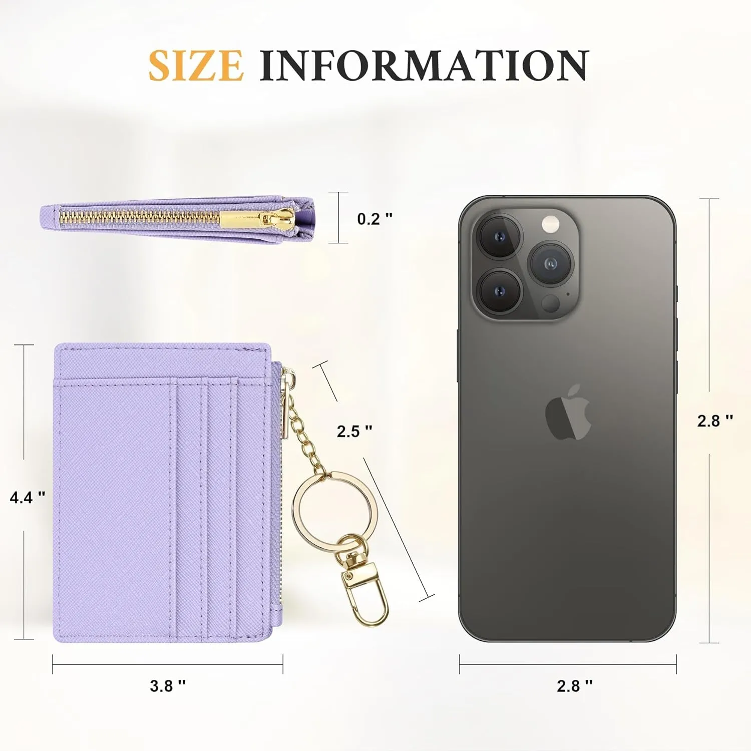 Slim Front Pocket Wallet for Women, Credit Card Holder With Keychain
