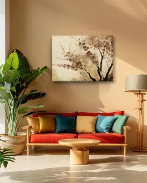 Spring's cherry bliss modern canvas art