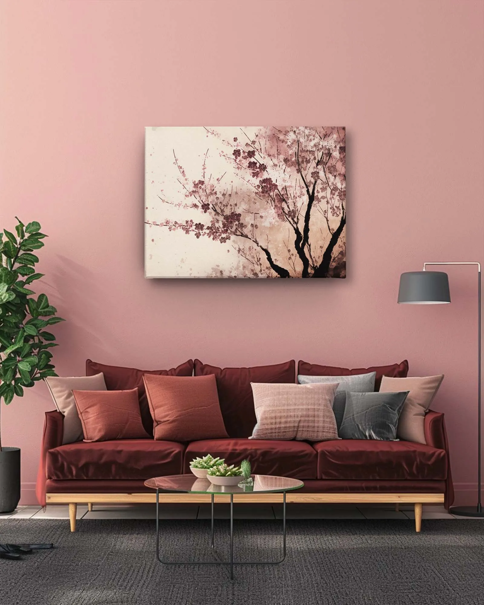 Spring's cherry bliss modern canvas art
