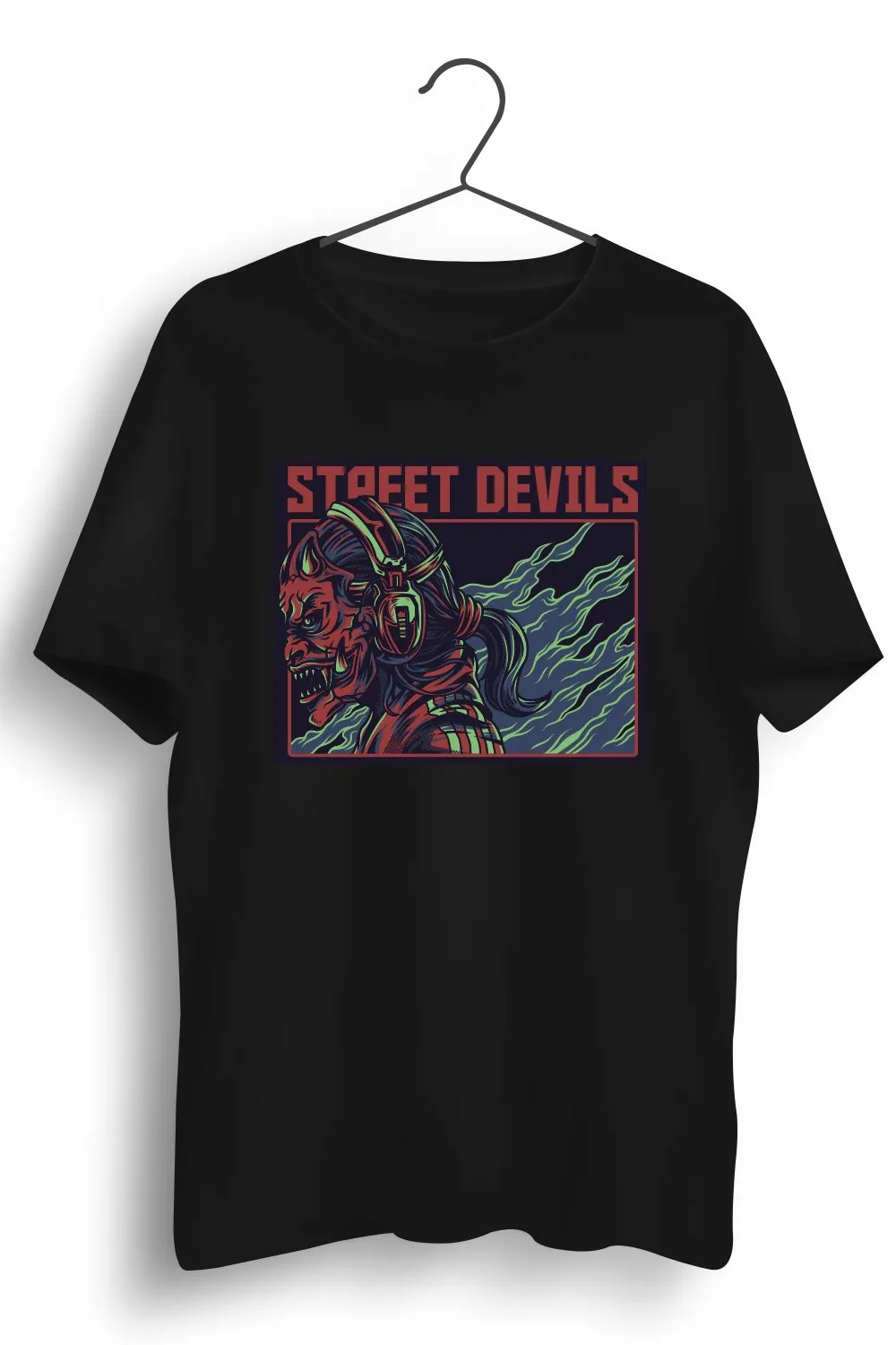 Street Devils Graphic Printed Black Tshirt