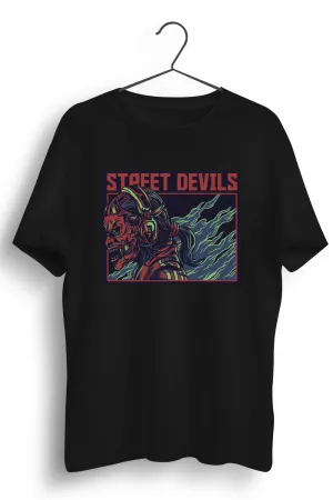 Street Devils Graphic Printed Black Tshirt