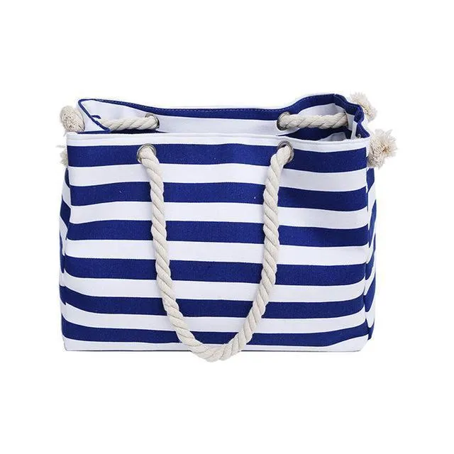 Striped Shopping Bag or Beach Tote Bag