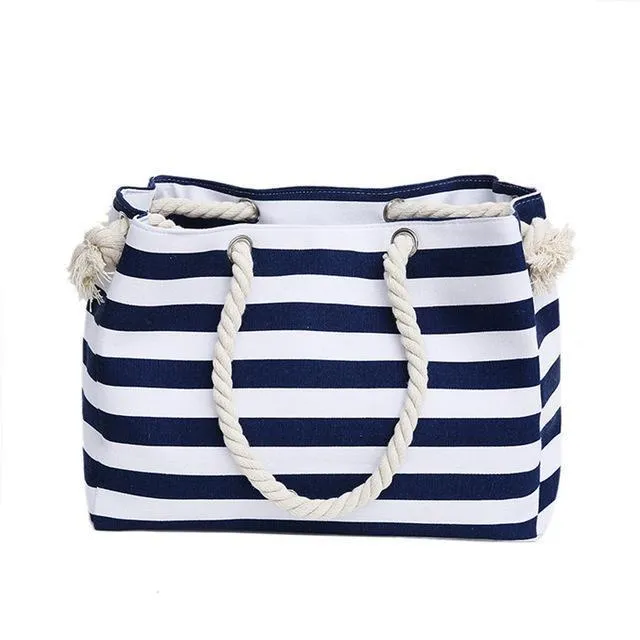 Striped Shopping Bag or Beach Tote Bag