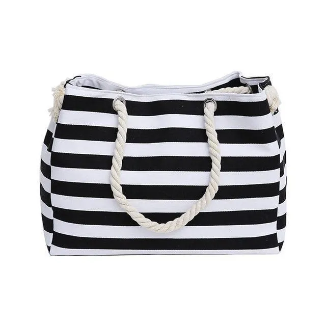 Striped Shopping Bag or Beach Tote Bag