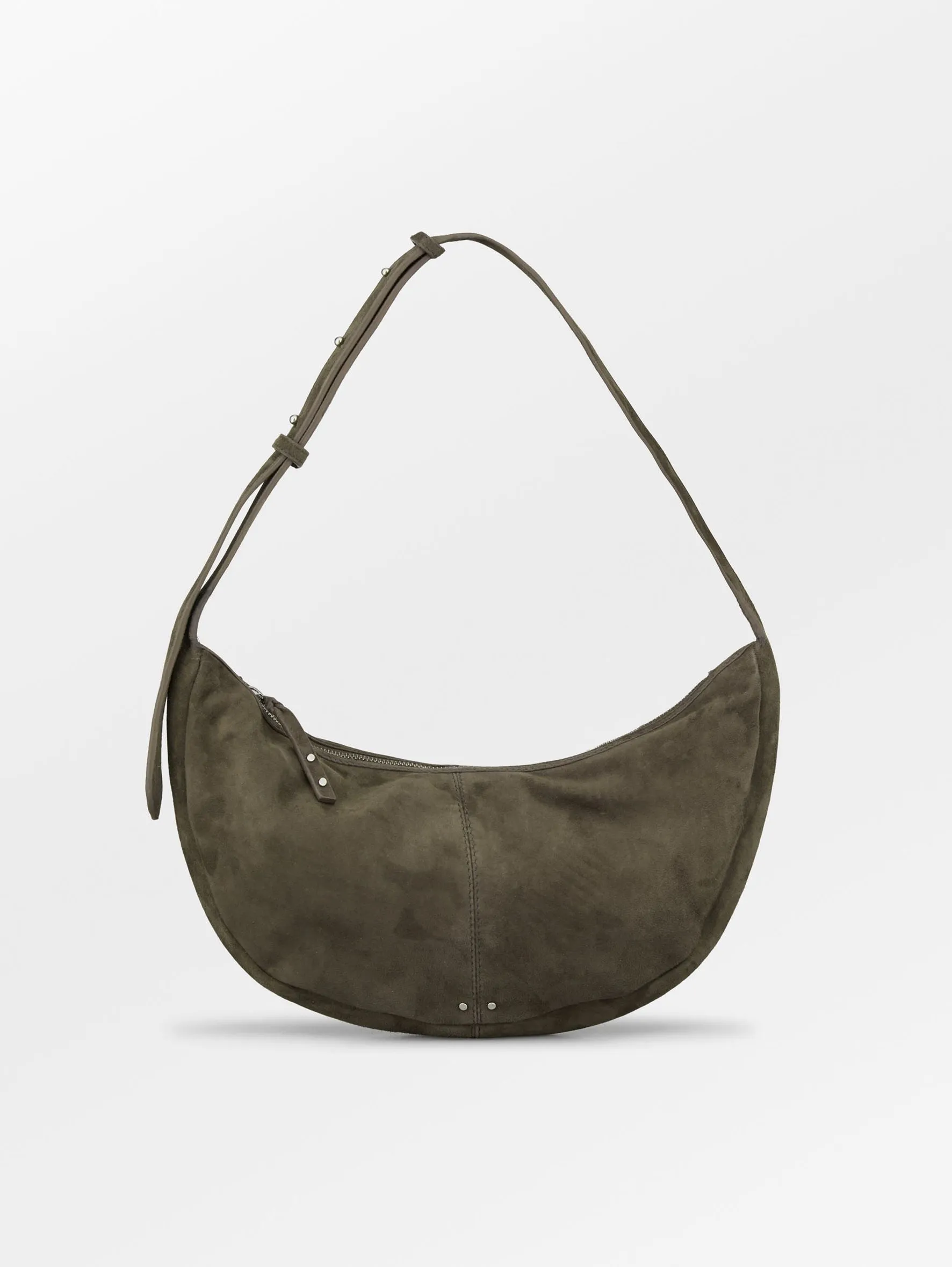 Suede Moon Crossbody Bag - Green