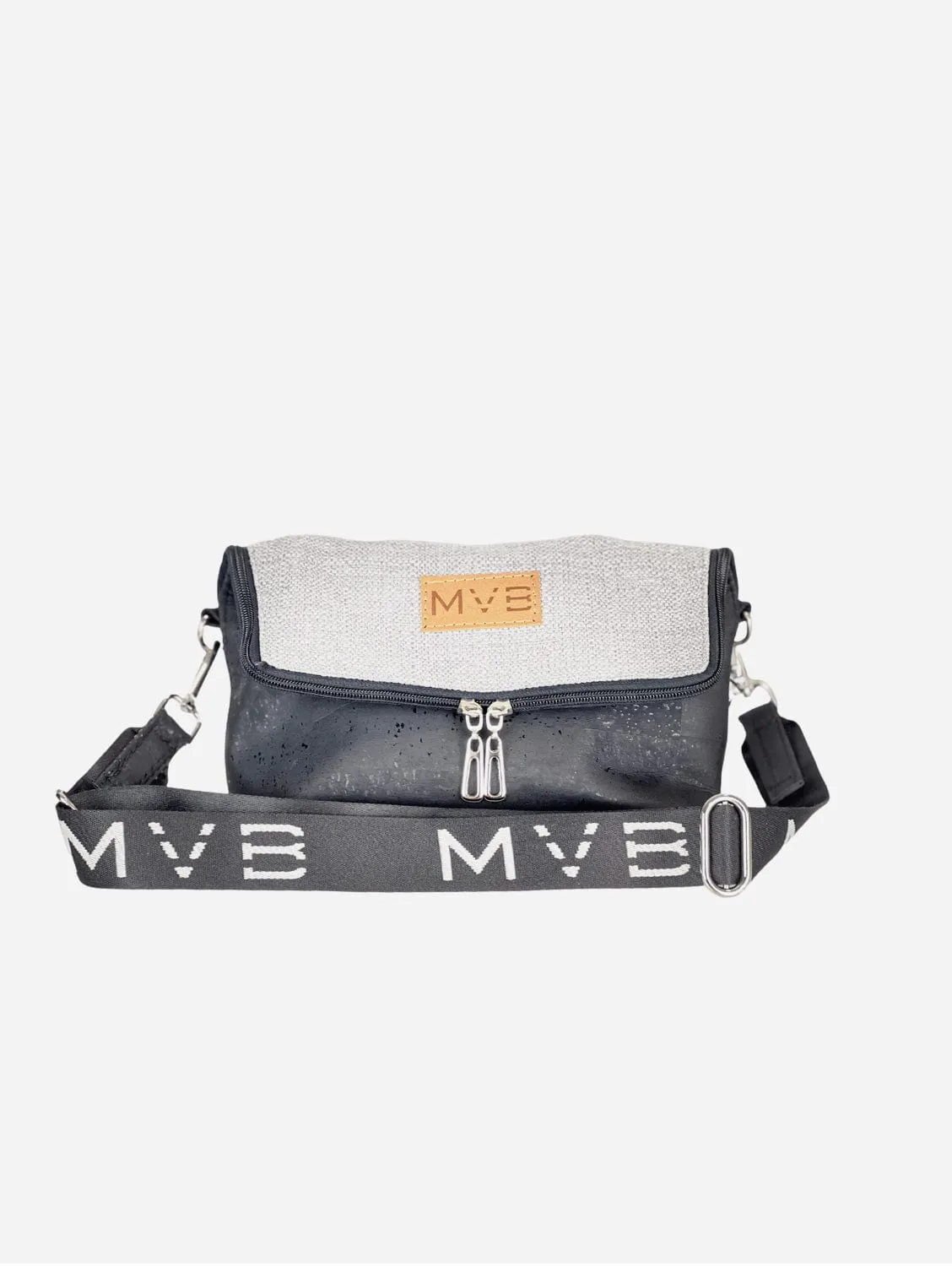 Summer Canvas & Cork Vegan Crossbody Flop Bag | Soft Ash