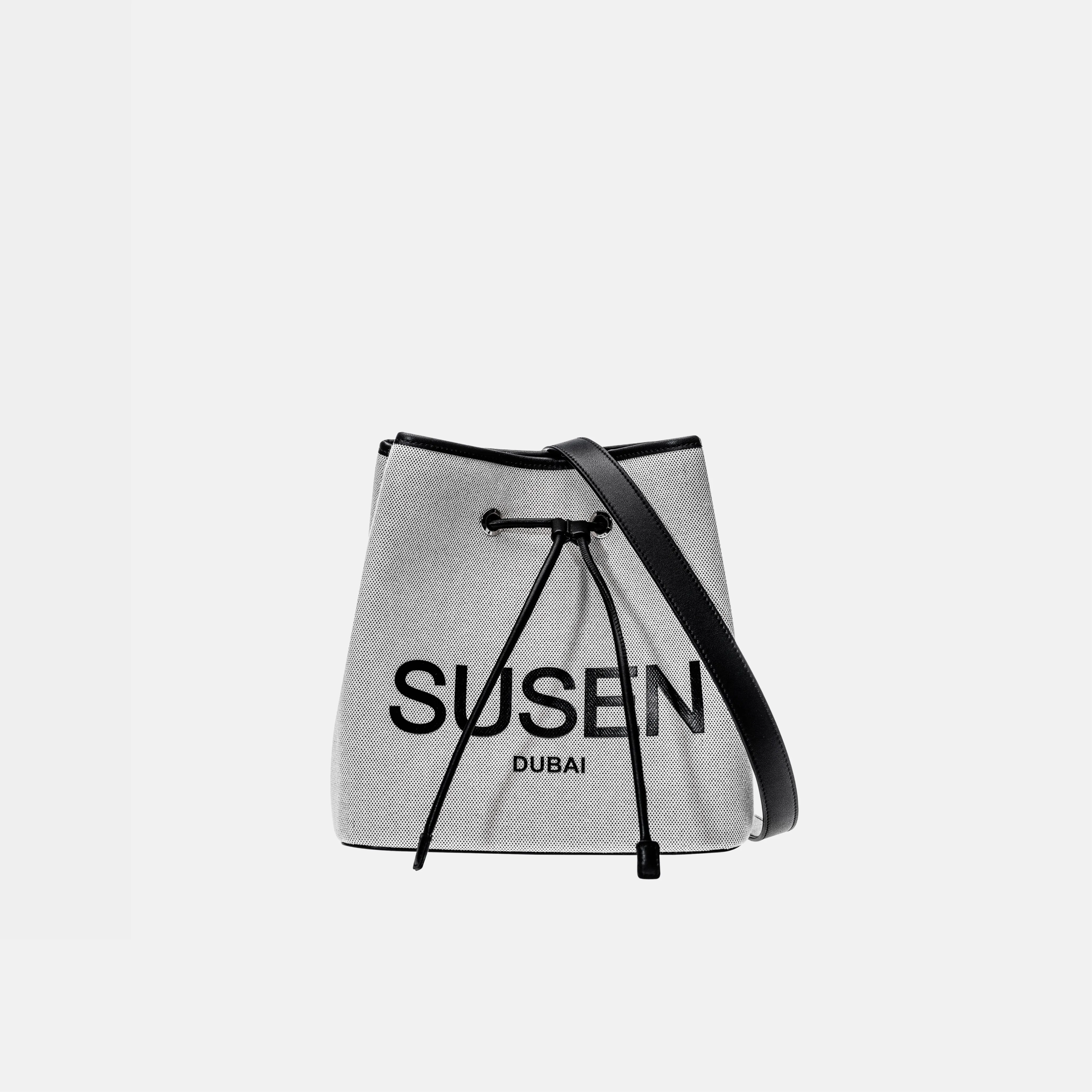 SUSEN Minimalist Canvas Bucket Bag - Beige
