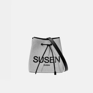 SUSEN Minimalist Canvas Bucket Bag - Beige