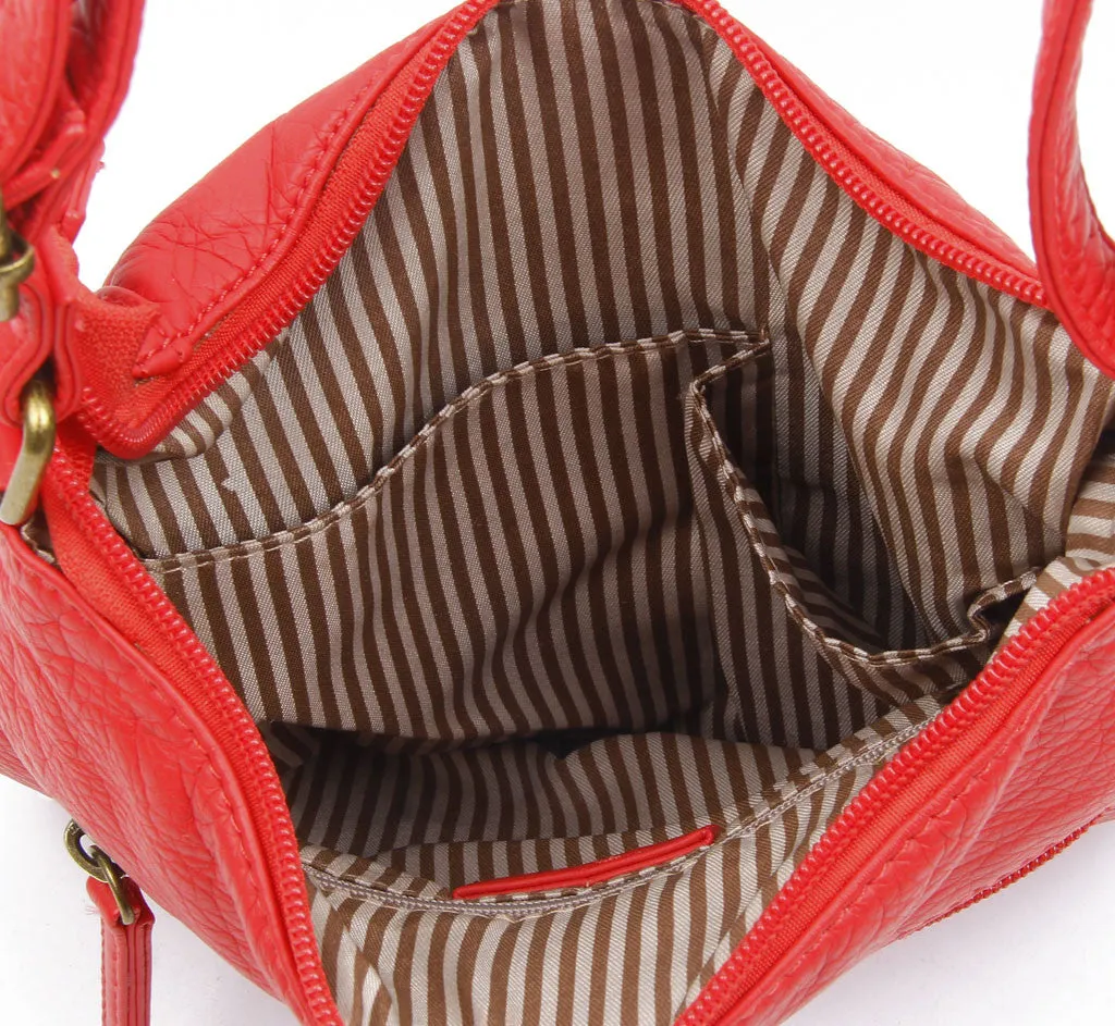 The Camile Three Zip Crossbody - Poppy Red
