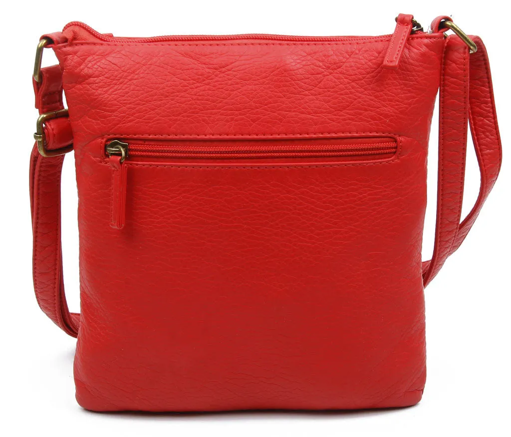 The Camile Three Zip Crossbody - Poppy Red
