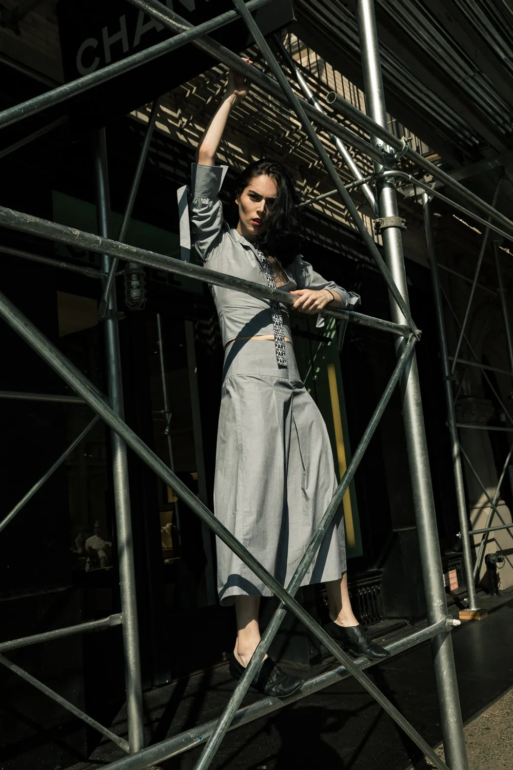 Top with pin-tuck skirt set