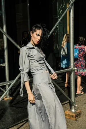 Top with pin-tuck skirt set