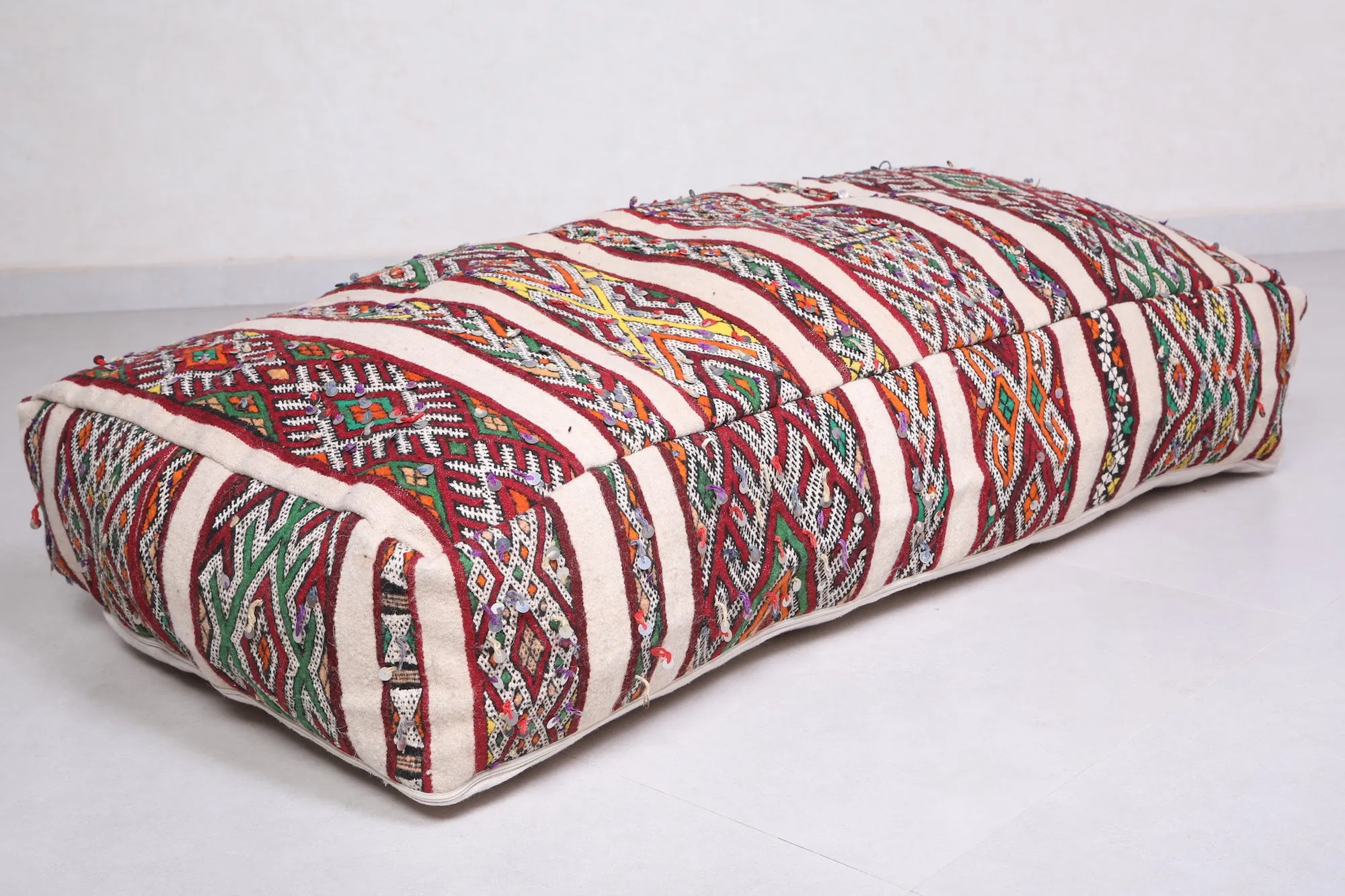 Two Vintage Bohemian Poufs Ottoman 24” x 24” x 13"