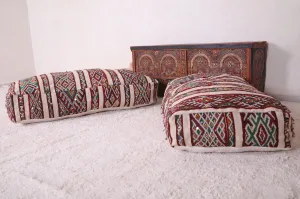 Two Vintage Bohemian Poufs Ottoman 24” x 24” x 13"