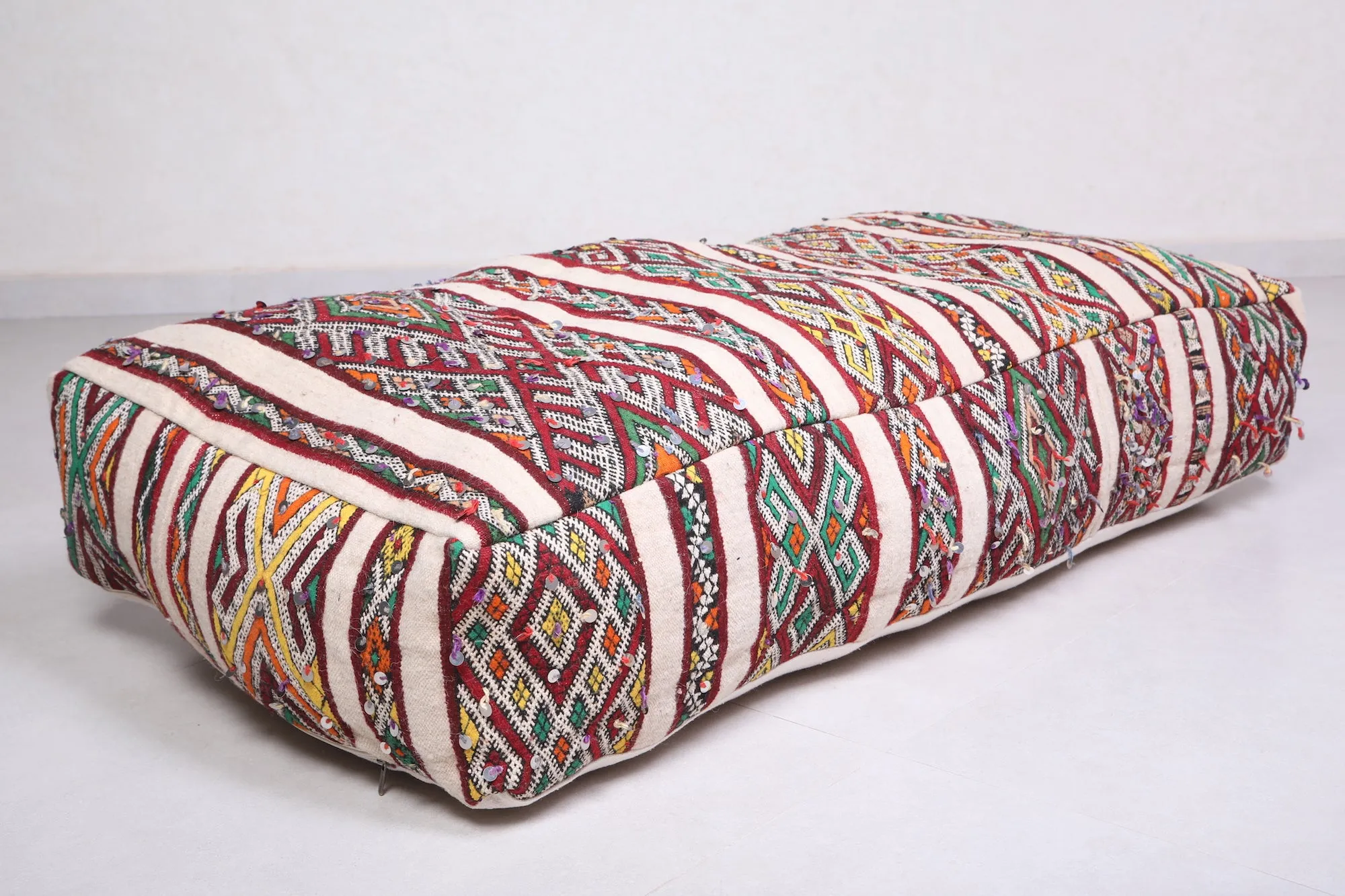 Two Vintage Bohemian Poufs Ottoman 24” x 24” x 13"