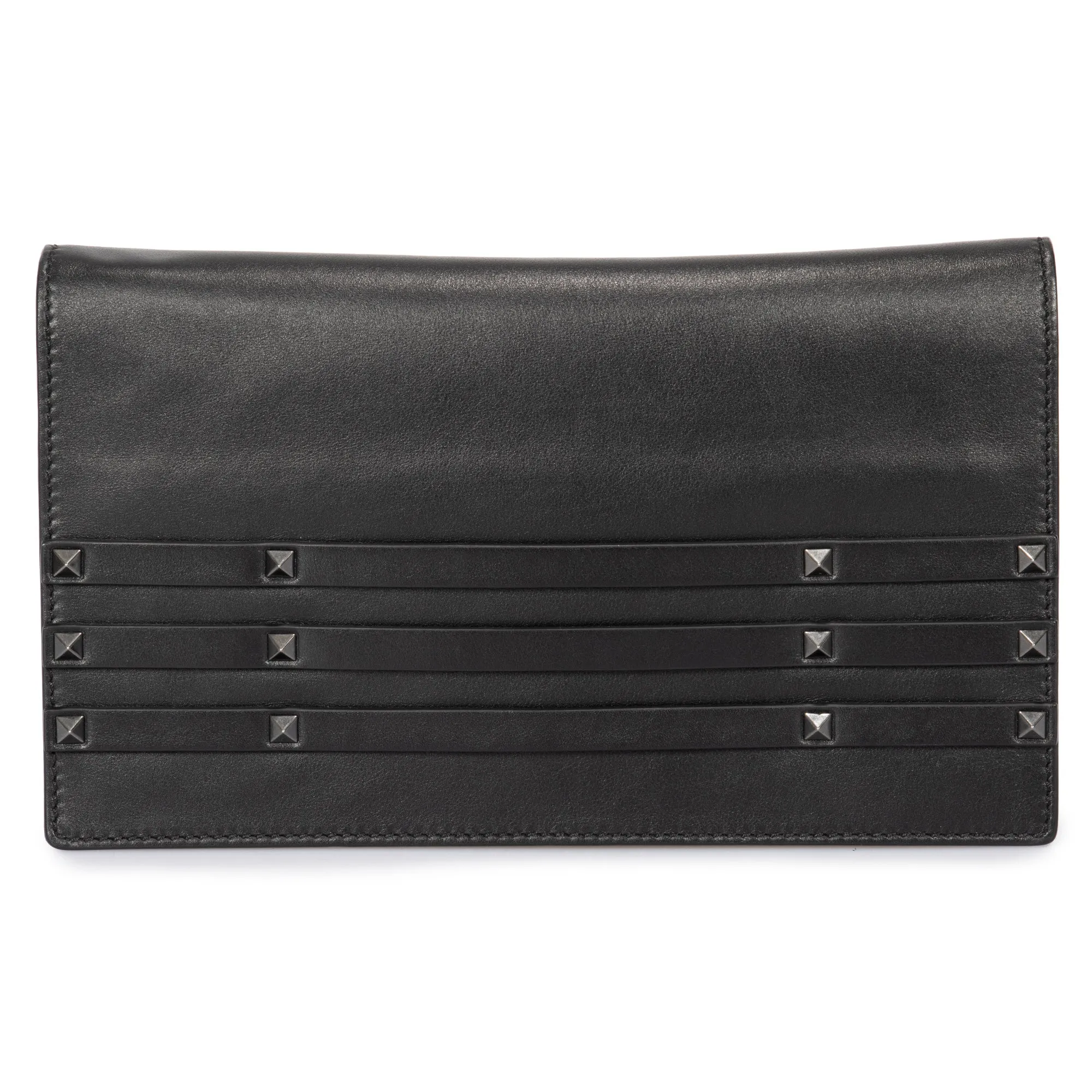 Valentino Black Leather Rock Stud Clutch