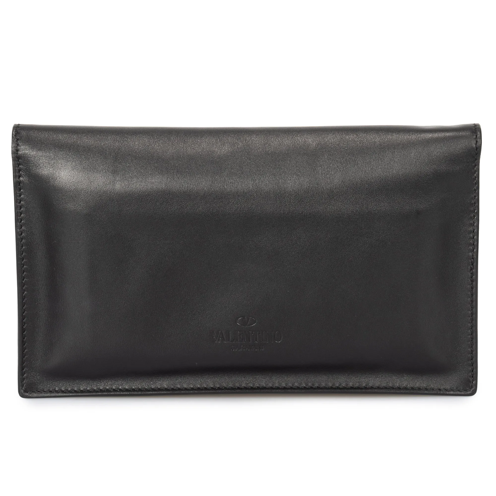 Valentino Black Leather Rock Stud Clutch