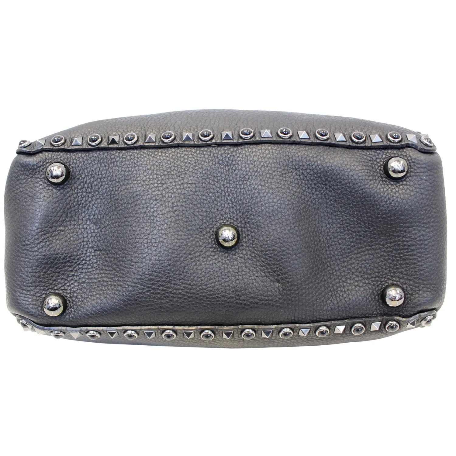 Valentino Rockstud Noir Black Leather Medium Tote Shoulder Bag