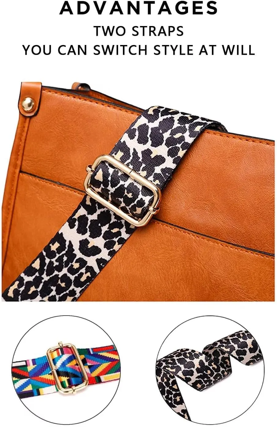 Vegan Leather Crossbody Bags for Women, Handbag  Bag with Guitar Strap & Zipped Pockets