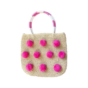 Vienna Pom Pom Crochet Bag Hot Pink