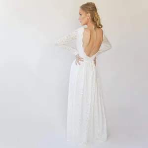 Vintage Bohemian Open back wedding dress  #1292