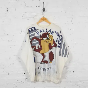 Vintage NFL Dallas Cowboys Tasmanian Devil Sweatshirt - White - L