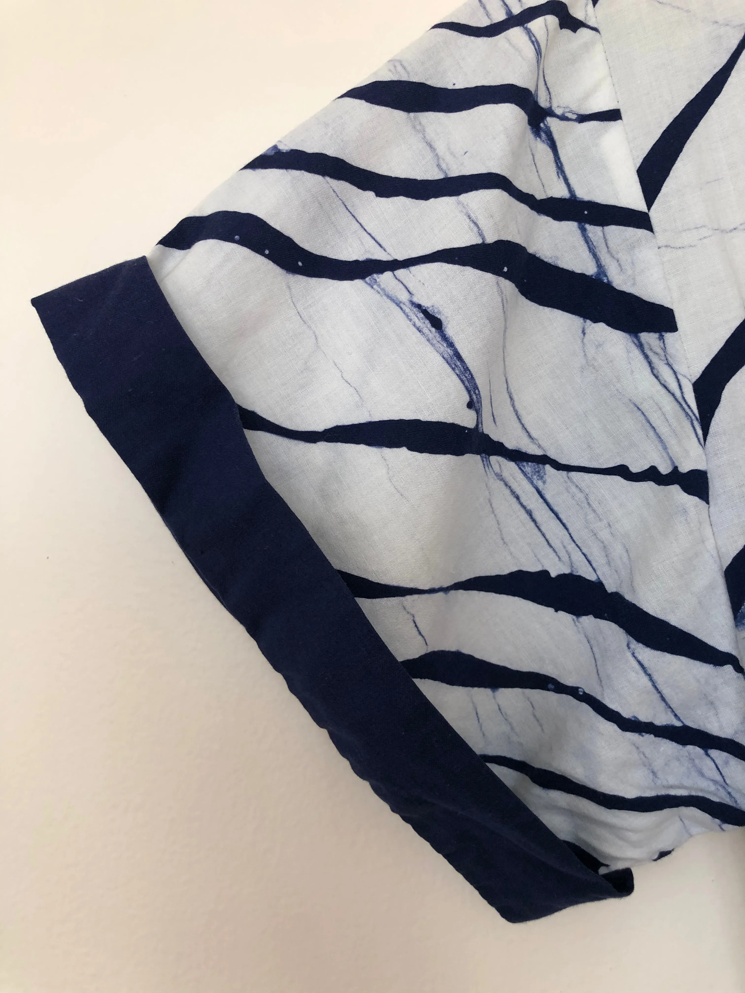 Vintage Singa Batik Navy White Printed Dress