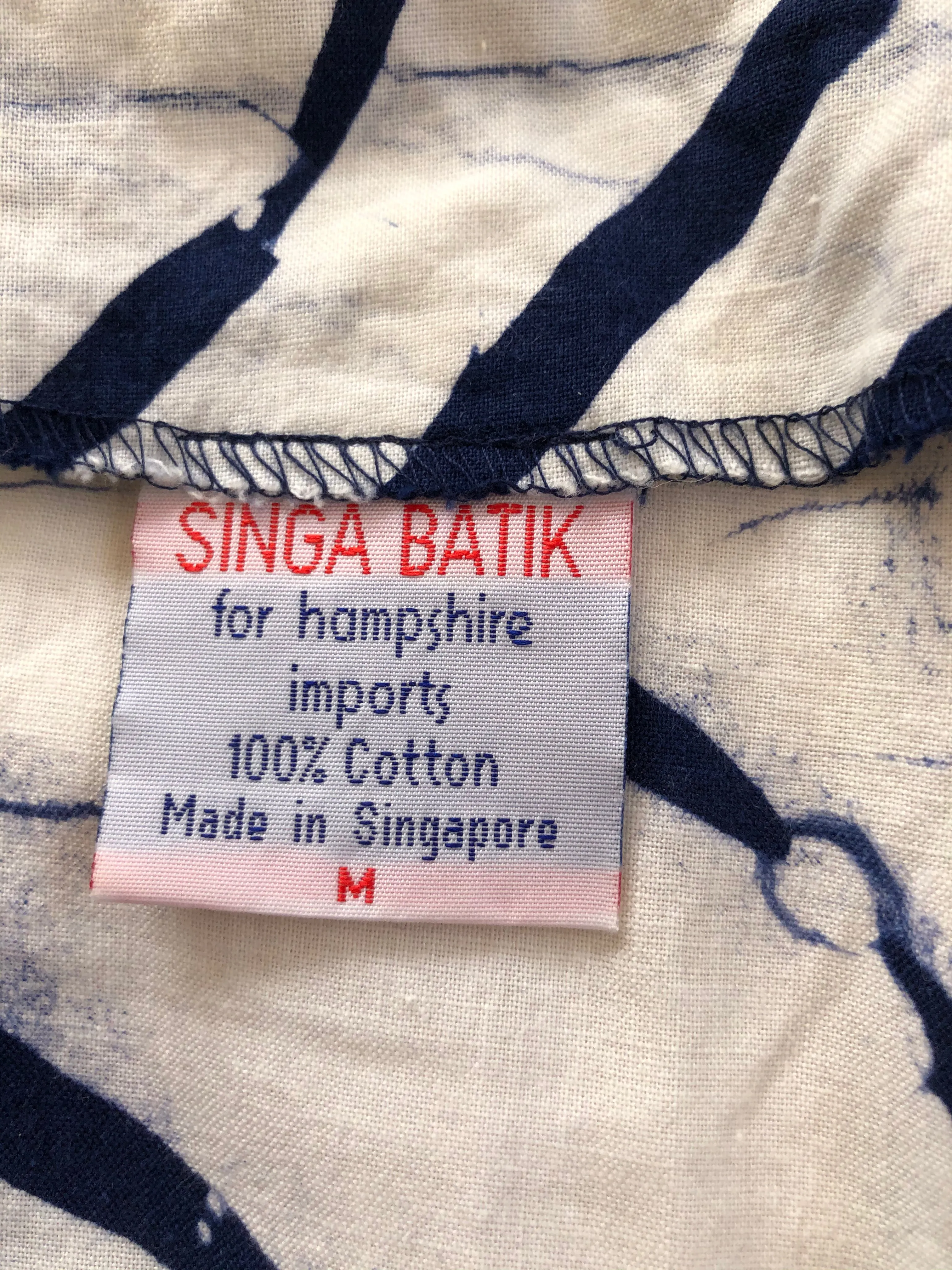 Vintage Singa Batik Navy White Printed Dress