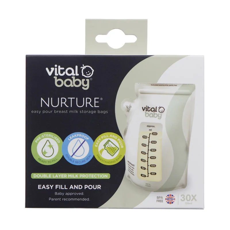 Vital Baby NURTURE Easy Pour Breast Milk Storage Bag 30Pk