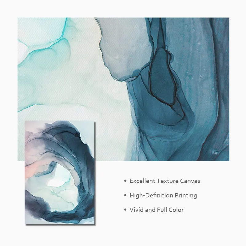Watercolor Blue Ink Bloom Modern