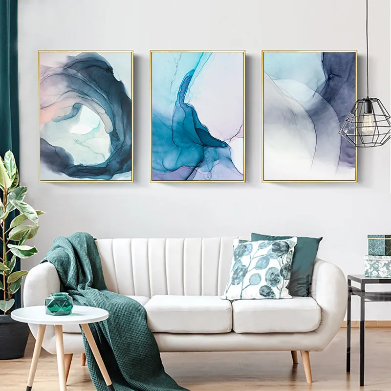 Watercolor Blue Ink Bloom Modern