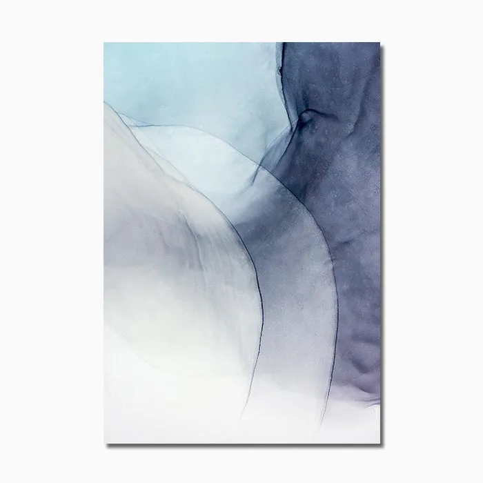 Watercolor Blue Ink Bloom Modern