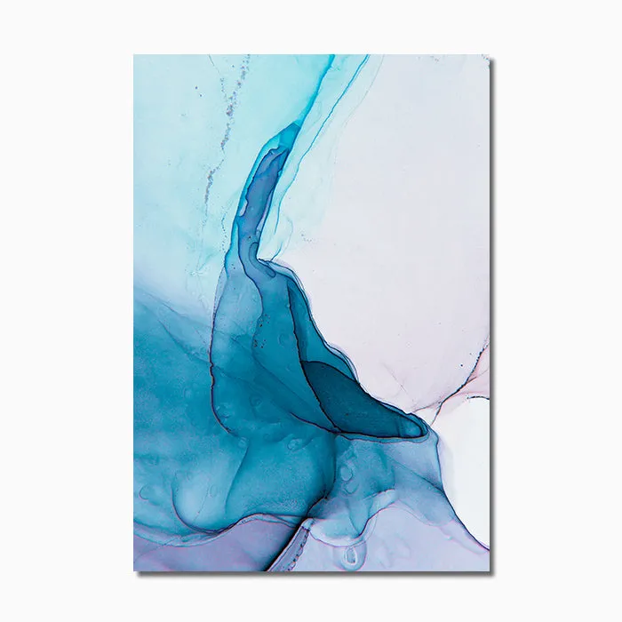 Watercolor Blue Ink Bloom Modern