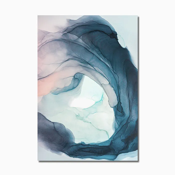 Watercolor Blue Ink Bloom Modern