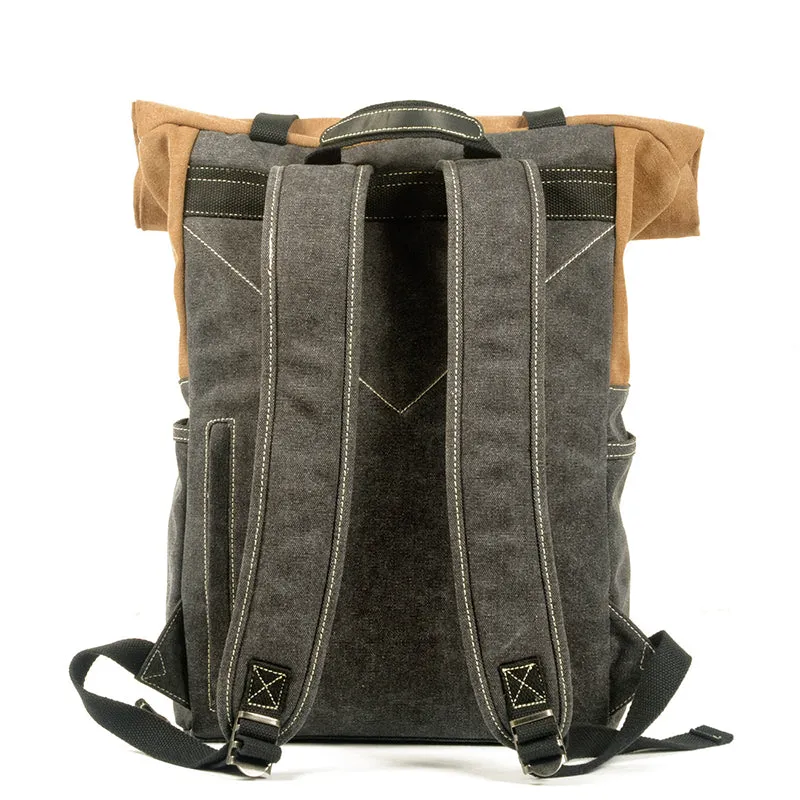 Waxed Canvas Travel Backpack Waterproof Canvas And Full Grain Leather Laptop Backpack Retro Outdoor Rucksack