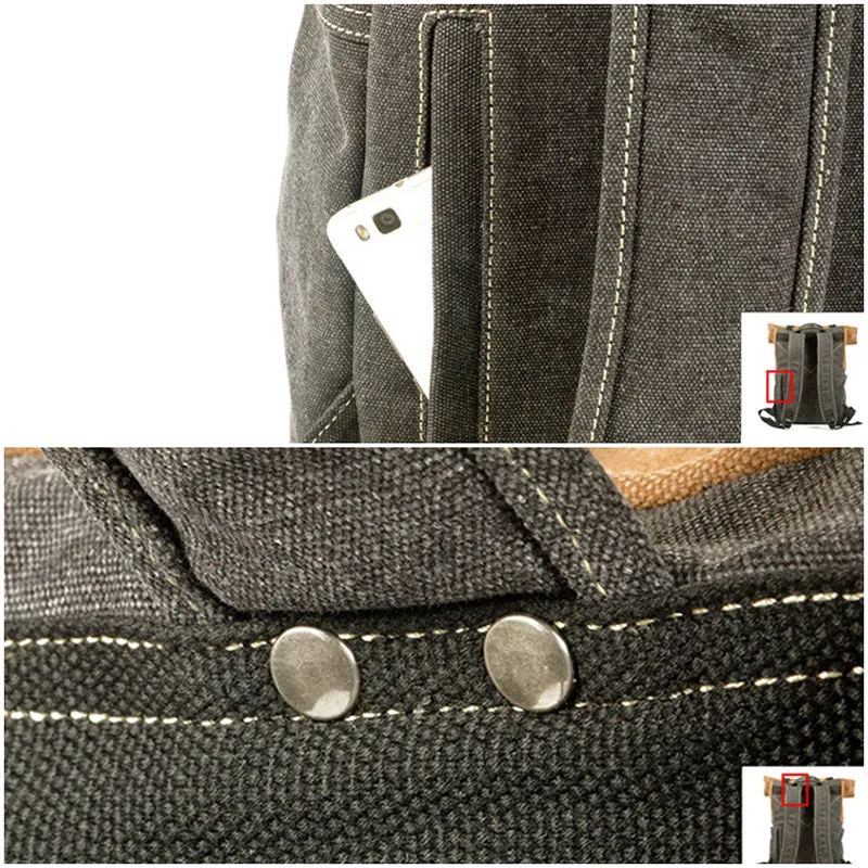 Waxed Canvas Travel Backpack Waterproof Canvas And Full Grain Leather Laptop Backpack Retro Outdoor Rucksack