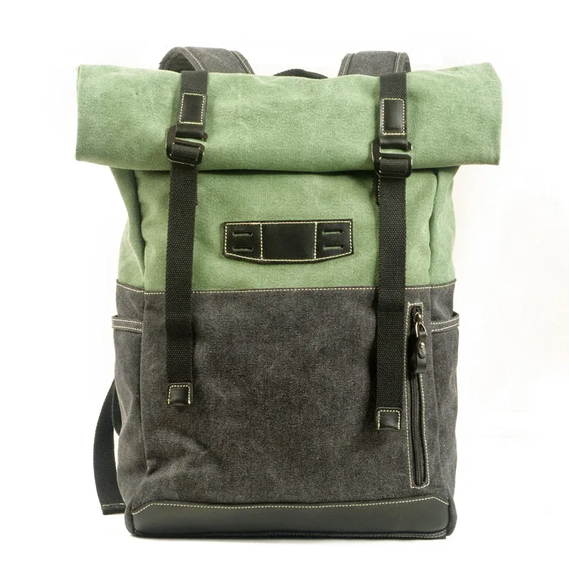 Waxed Canvas Travel Backpack Waterproof Canvas And Full Grain Leather Laptop Backpack Retro Outdoor Rucksack
