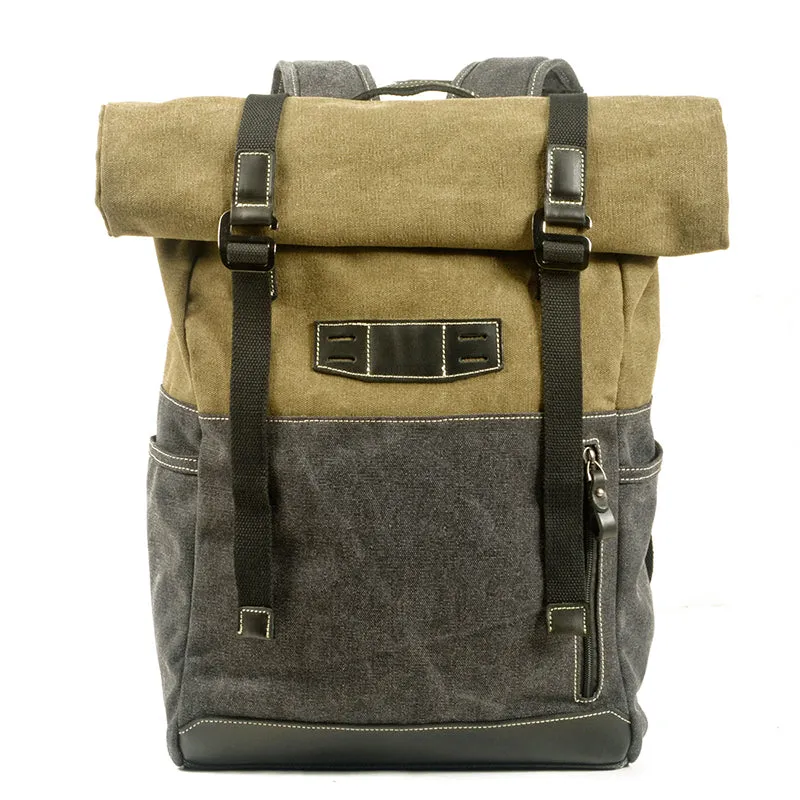 Waxed Canvas Travel Backpack Waterproof Canvas And Full Grain Leather Laptop Backpack Retro Outdoor Rucksack