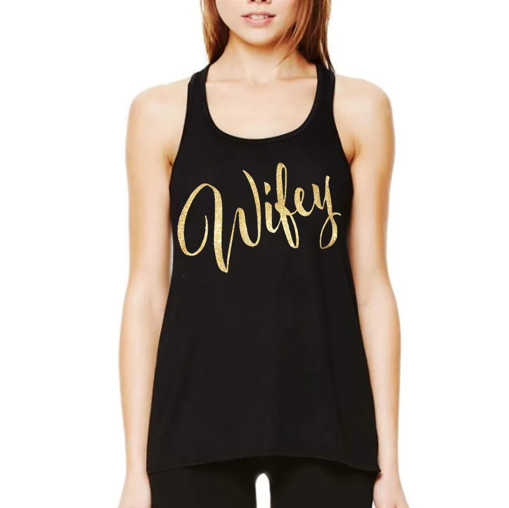 Wifey Flowy Racerback Tank Top