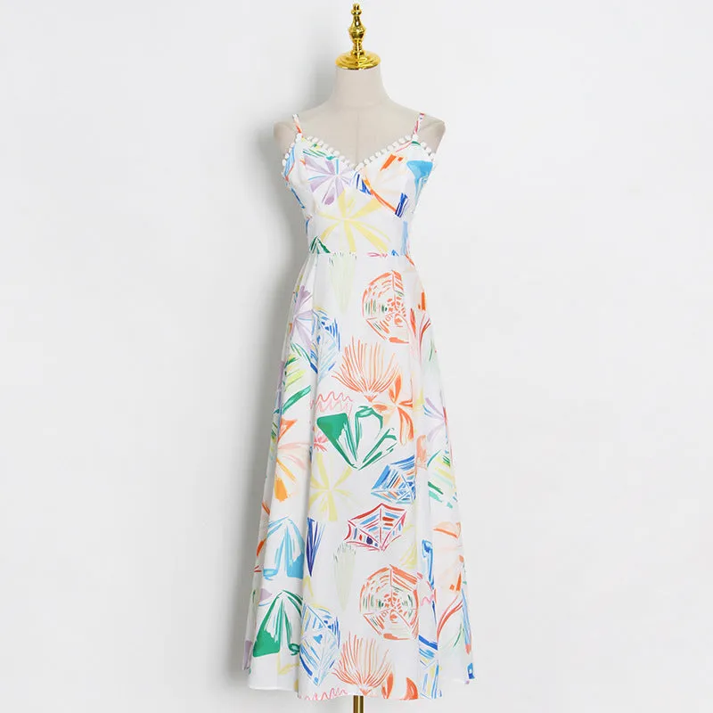 Women Chiffon Beach Print Maxi Dress