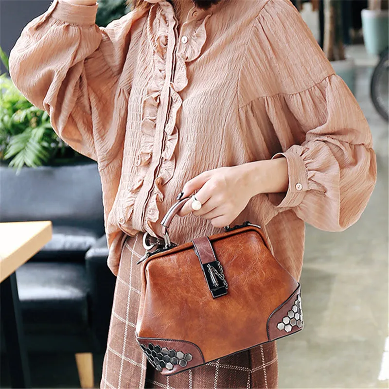 Women's Retro Vintage Buckle Lock Shoulder Bags