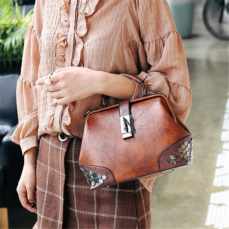 Women's Retro Vintage Buckle Lock Shoulder Bags
